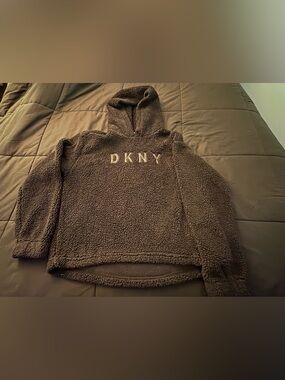 DKNY Sport Sherpa Hoodie in Dark Brown